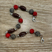 On A Whim Hats Grey and Red Sparkly Football Hat Chain