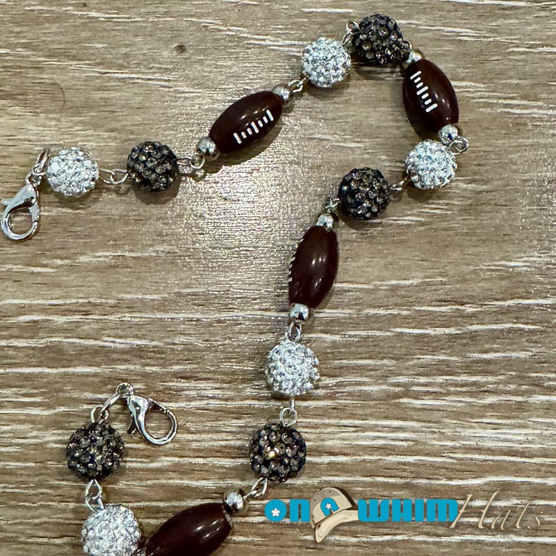On A Whim Hats Grey and Silver Sparkly Football Hat Chain