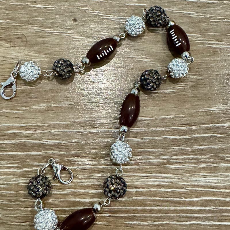 On A Whim Hats Grey and Silver Sparkly Football Hat Chain
