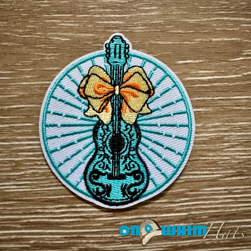 On A Whim Hats Guitar Iron-On Patch