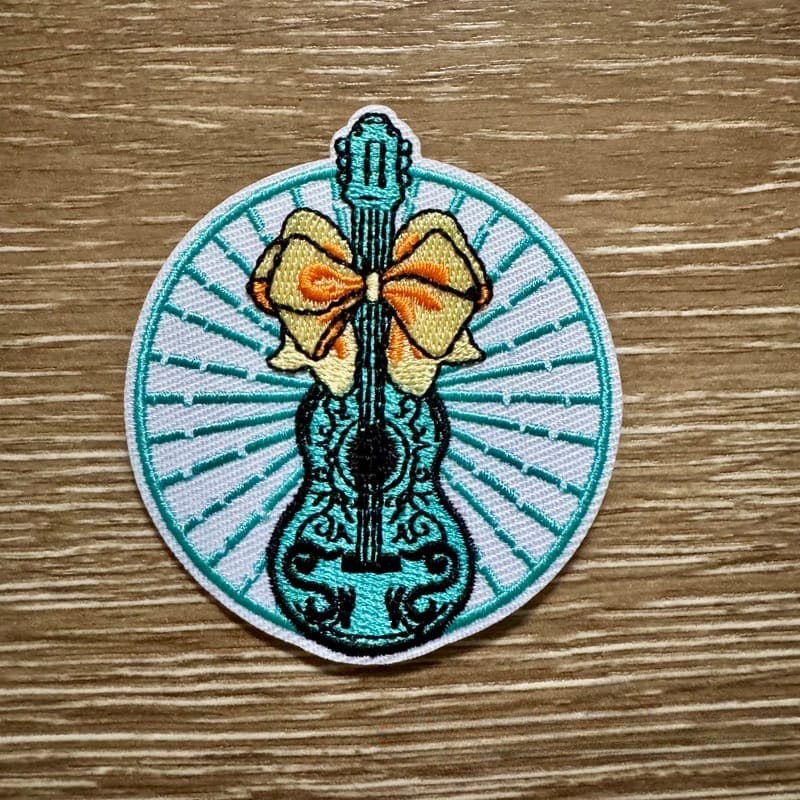 On A Whim Hats Guitar Iron-On Patch