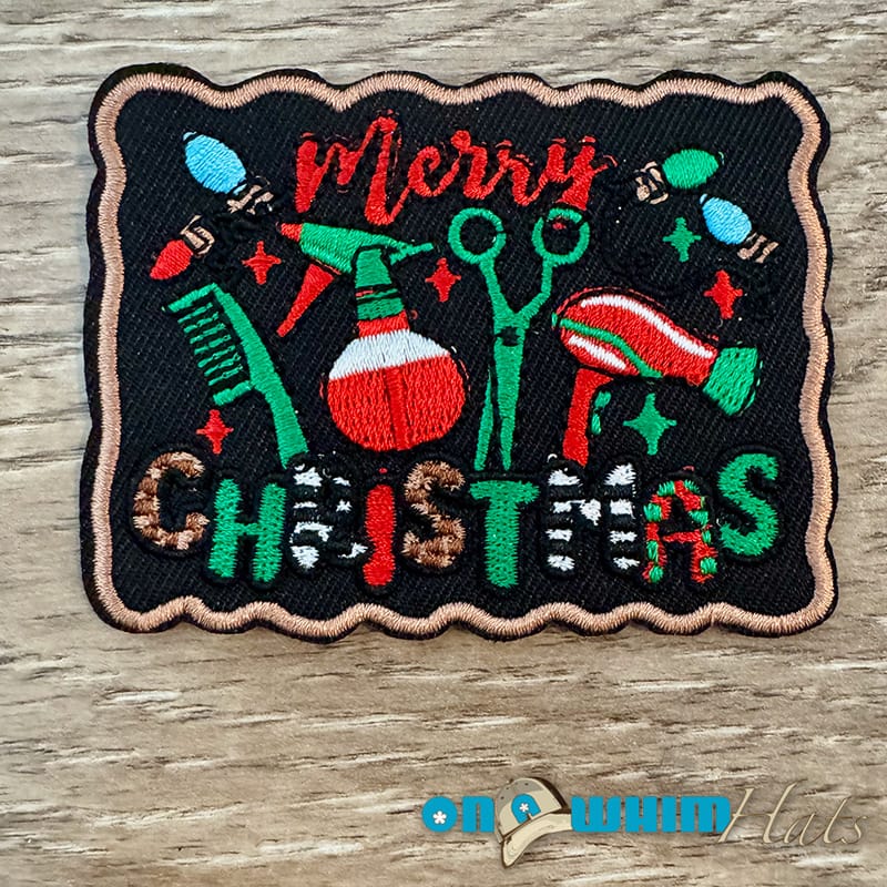 On A Whim Hats Haircutter Christmas Iron-On Patch