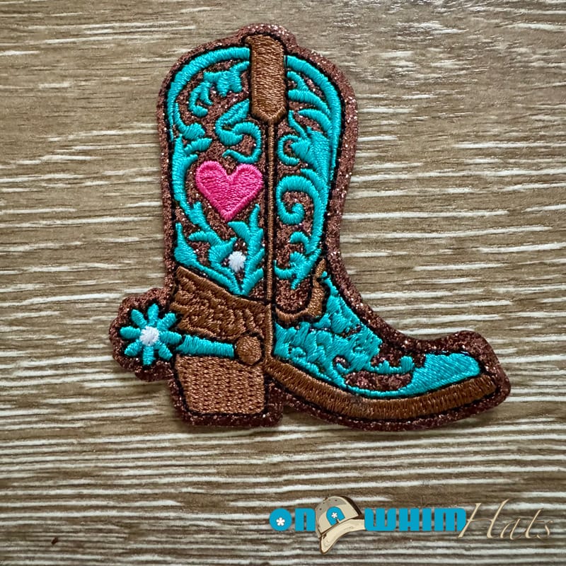 On A Whim Hats Heart Cowgirl Boots Iron-On Patch