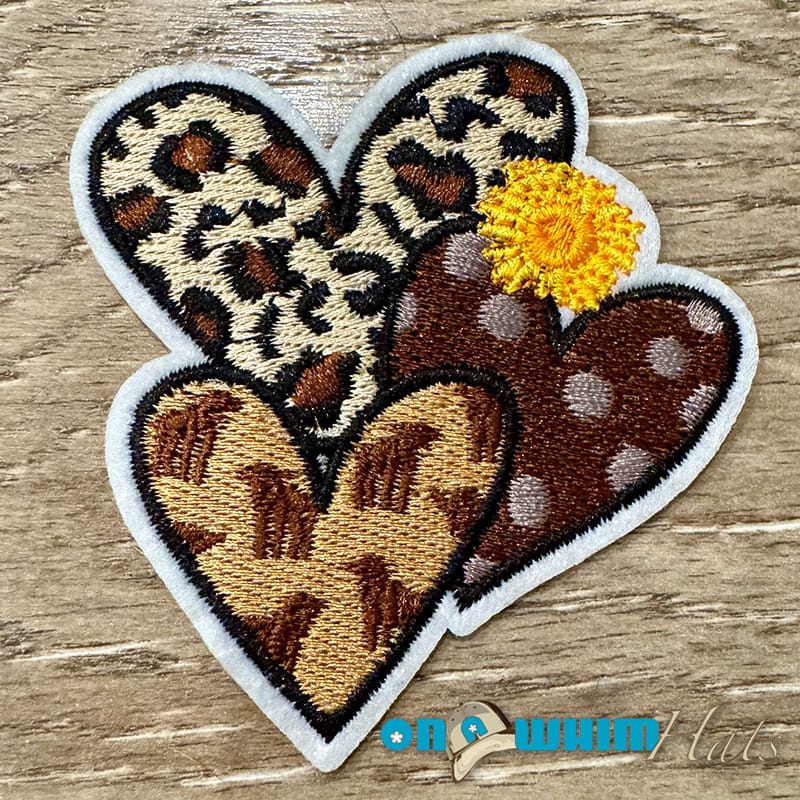 On A Whim Hats Heart Trio Iron-On Patch