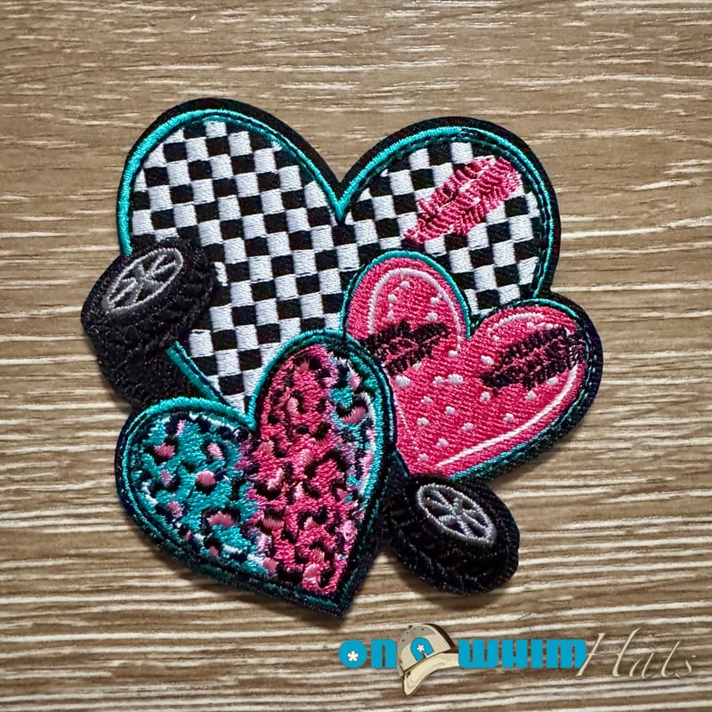 On A Whim Hats Heart-Wheel Iron-On Patch