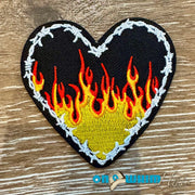 On A Whim Hats Hearts on Fire Embroidered Iron-On Patch