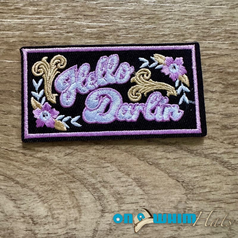 On A Whim Hats Hello Darlin' Lavender Embroidered Iron-On Patch