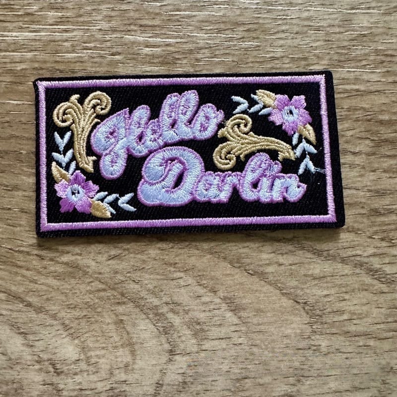 On A Whim Hats Hello Darlin' Lavender Embroidered Iron-On Patch