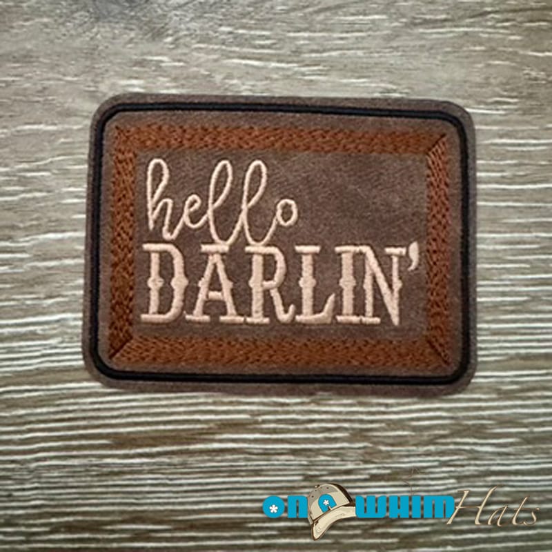 On A Whim Hats Hello Darlin' Leather Iron-On Patch