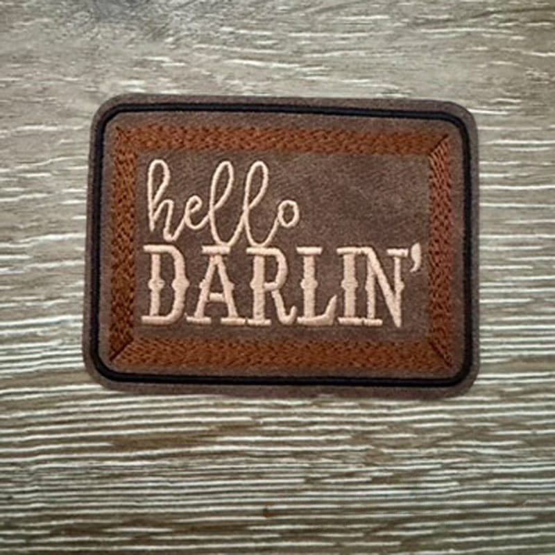 On A Whim Hats Hello Darlin' Leather Iron-On Patch