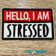 On A Whim Hats Hello I'm Stressed Embroidered Iron-On Patch