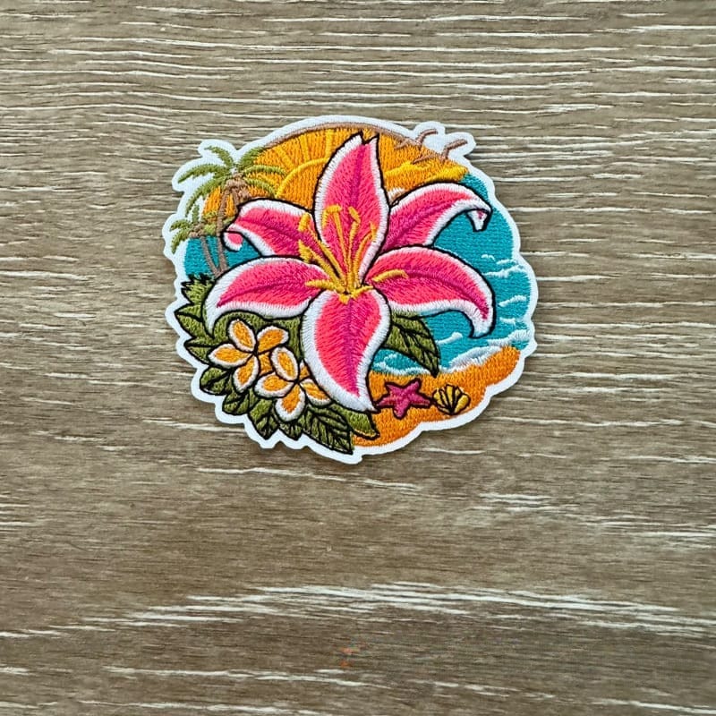 On A Whim Hats Hibiscus Iron-On Patch
