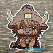 On A Whim Hats Highland Cow Iron-On Patch