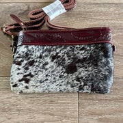 Honey genuine cowhide and leather crossbody and belt bag in warm Western tones by On A Whim Hats