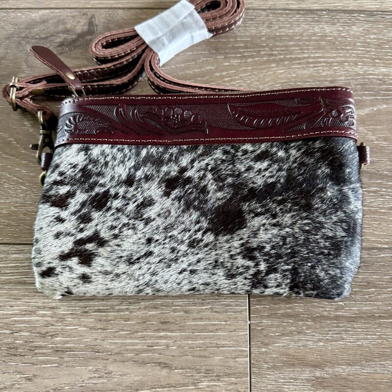 Honey genuine cowhide and leather crossbody and belt bag in warm Western tones by On A Whim Hats