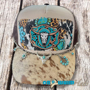 On A Whim Hats Hot Damn Handmade Trucker Hat with Genuine Cowhide Brim