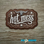 On A Whim Hats Hot Mess Leather Iron-On Patch