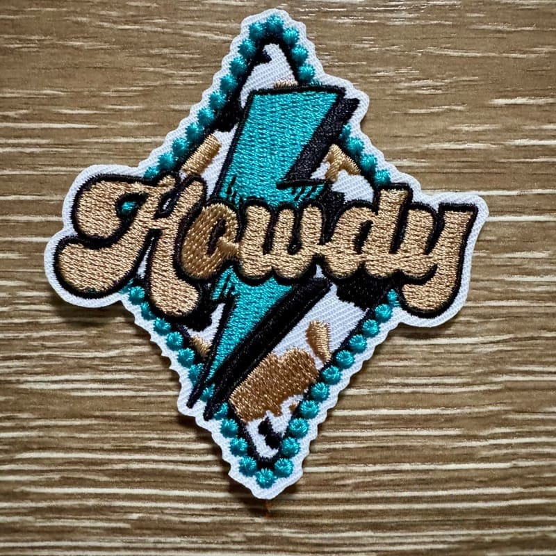 On A Whim Hats Howdy Bolt Iron-On Patch