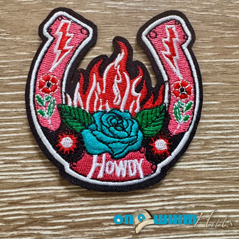 On A Whim Hats Howdy Horseshoe Iron-On Patch