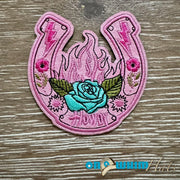 On A Whim Hats Howdy Horseshoe Leather Iron-On Patch