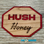 On A Whim Hats Hush Honey  Iron-On Wood and Leather Patch