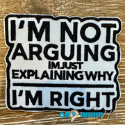 On A Whim Hats I Am Right Embroidered Iron-On Patch