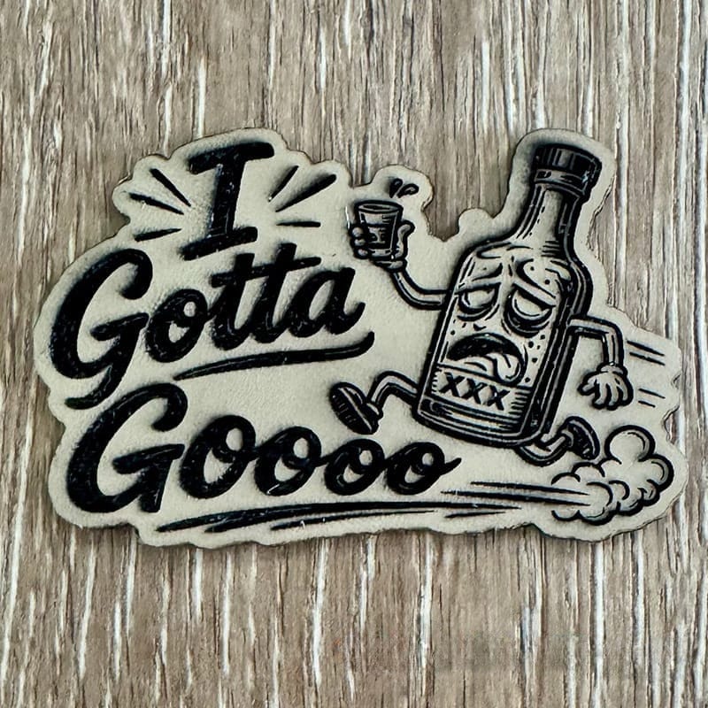 On A Whim Hats I Gotta Goooo Leather Iron-On Patch