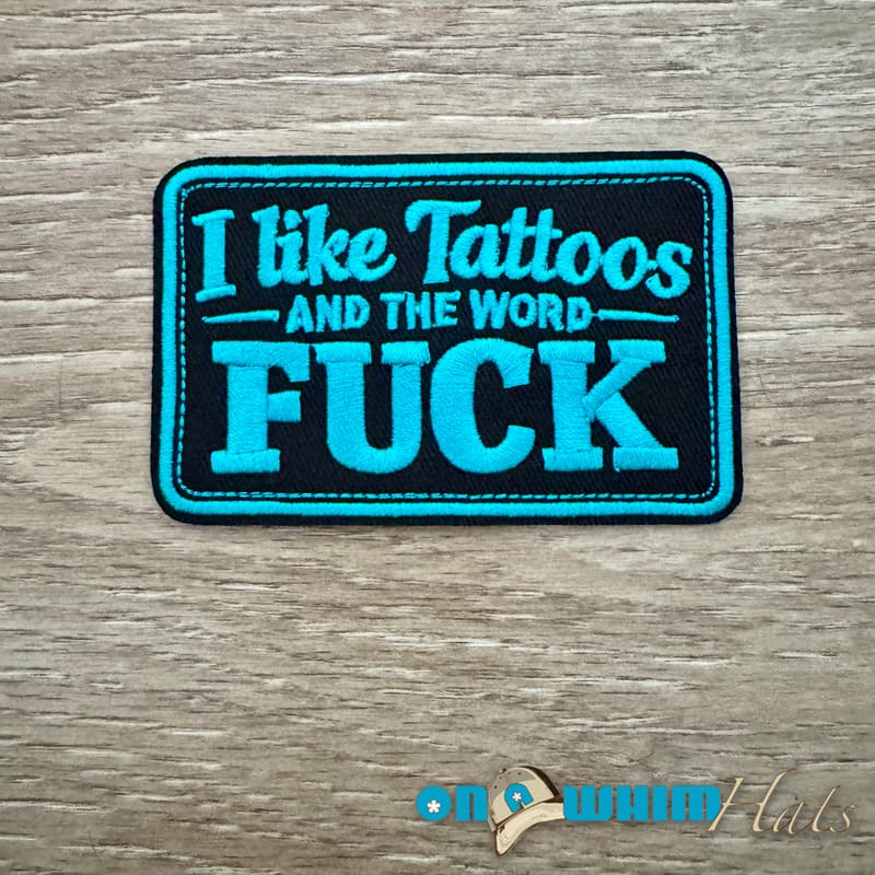 On A Whim Hats I Like Tattoos Turquoise Iron-On Patch