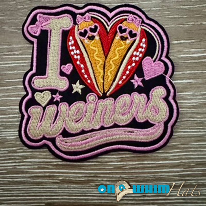 On A Whim Hats I Love Weiners Iron-On Patch