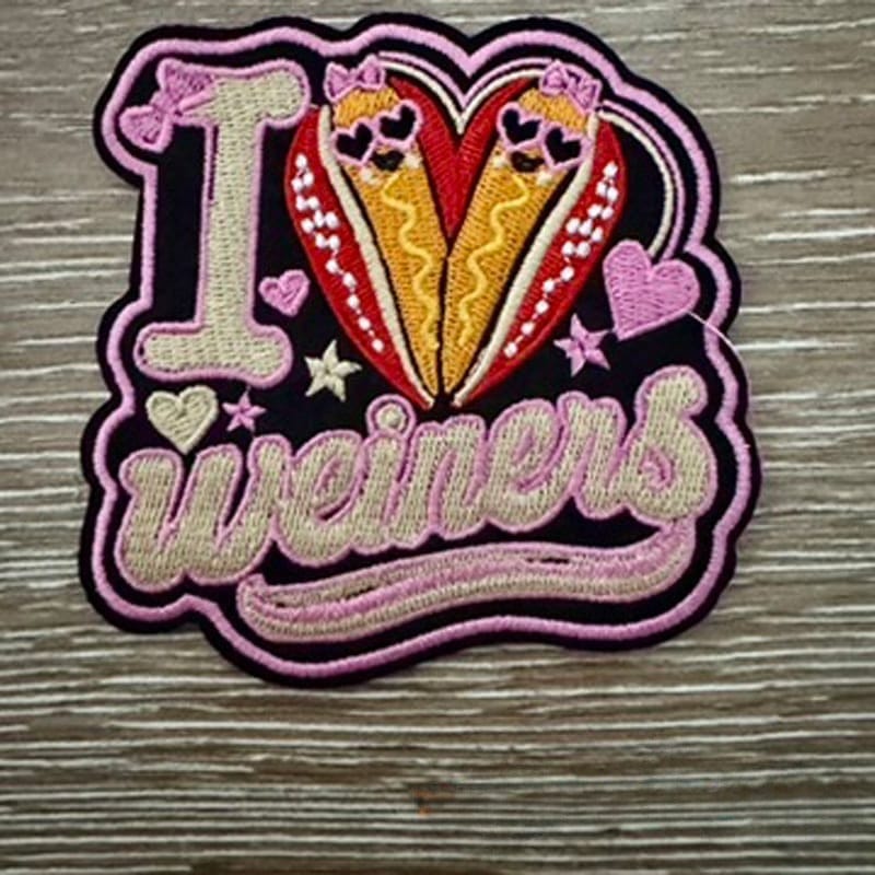 On A Whim Hats I Love Weiners Iron-On Patch