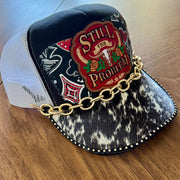 On A Whim Hats I'm the Problem Western Handmade Trucker Hat with Genuine Cowhide Brim