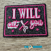 On A Whim Hats I Will Cut You Iron-On Patch