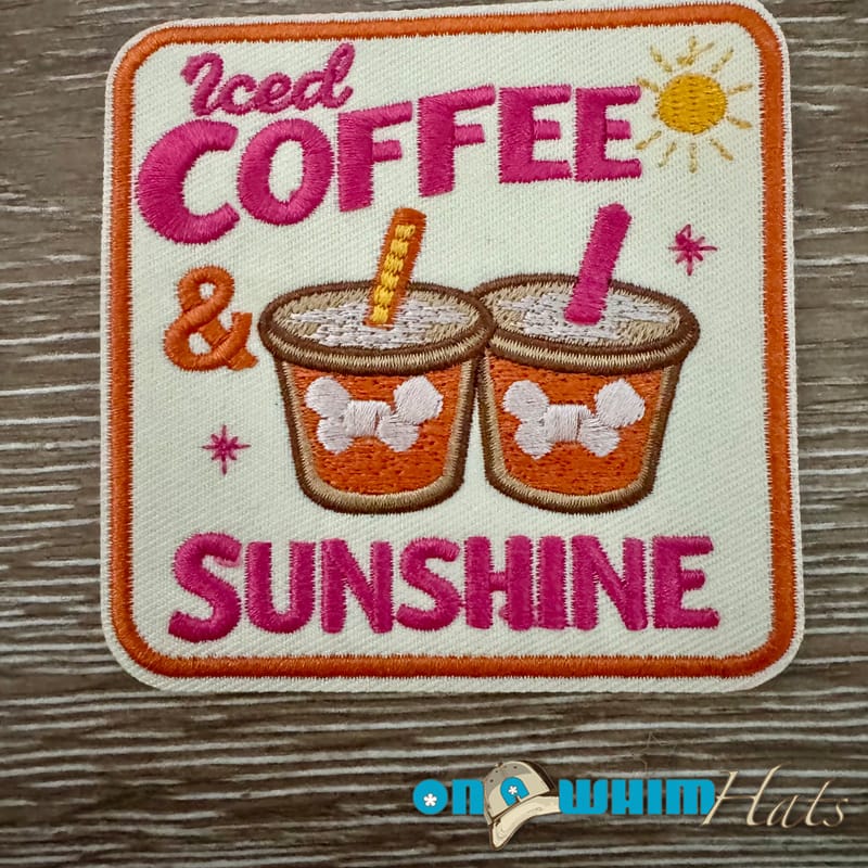On A Whim Hats Iced Coffee and Sunshine Iron-On Patch