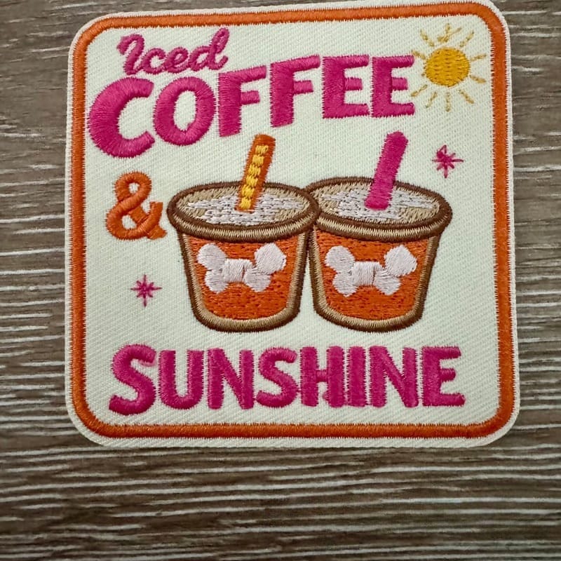 On A Whim Hats Iced Coffee and Sunshine Iron-On Patch