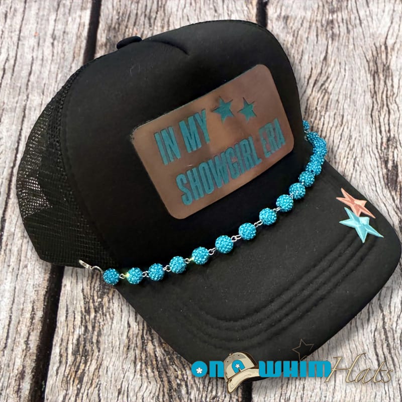 On A Whim Hats In My Showgirl Era Trucker Hat with Rhinestone Chain