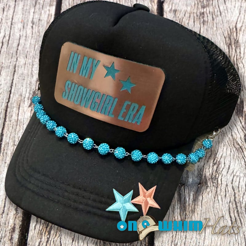 On A Whim Hats In My Showgirl Era Trucker Hat with Rhinestone Chain