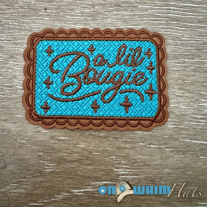 On A Whim Hats A Lil Bougie Iron-On Leather Patch