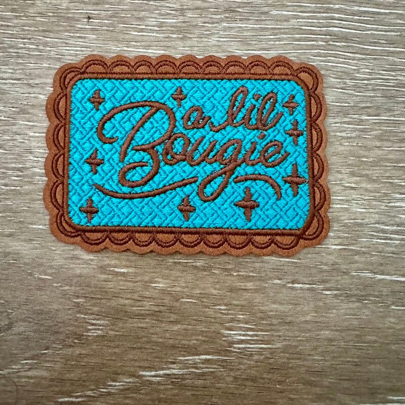 On A Whim Hats A Lil Bougie Iron-On Leather Patch
