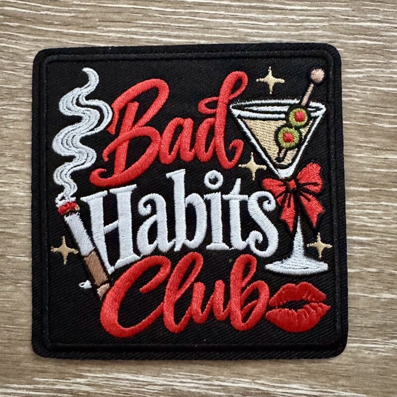 On A Whim Hats Bad Habits Club Iron-On Patch