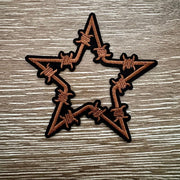 On A Whim Hats Barbed Wire Star Iron-On Patch