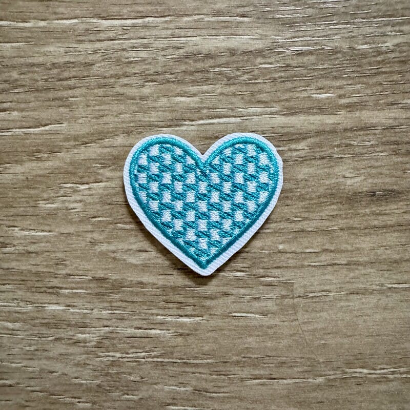 On A Whim Hats Basketweave Heart Iron-On Patch