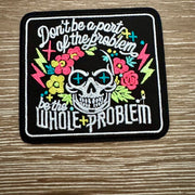 On A Whim Hats Be The Whole Problem Skull Iron-On Patch