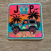 On A Whim Hats Beach 4x4 Girl Iron-On Patch