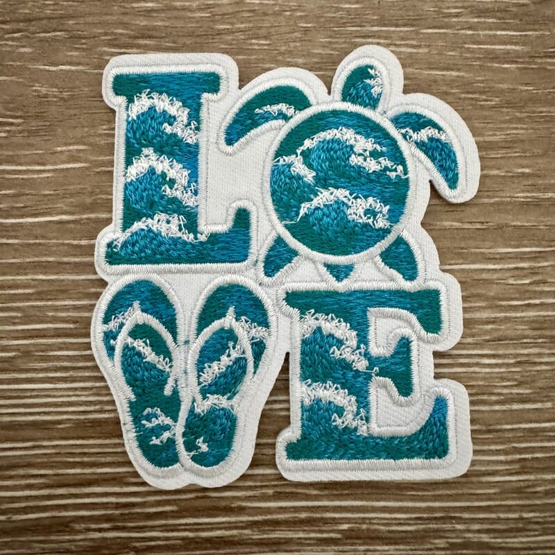 On A Whim Hats Beach Love Turtle Chenille Iron-On Patch