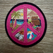 On A Whim Hats Beach Peace Sign Iron-On Patch