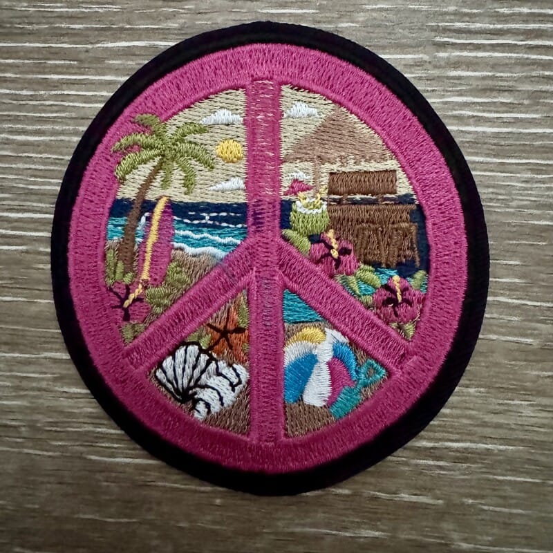 On A Whim Hats Beach Peace Sign Iron-On Patch