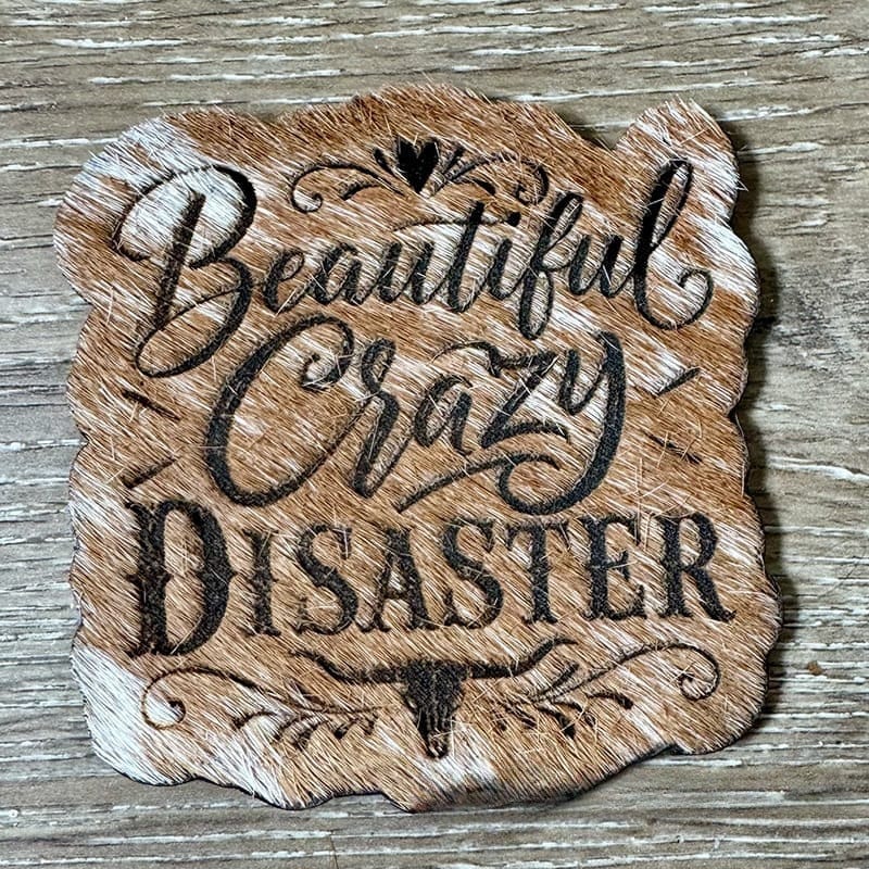 On A Whim Hats Beautiful Crazy Disaster Genuine Cowhide Iron-On Patch