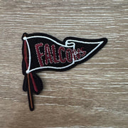 On A Whim Hats Black and Burgundy Retro Pennant Iron-On Patch