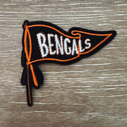 On A Whim Hats Black and Orange Retro Pennant Iron-On Patch