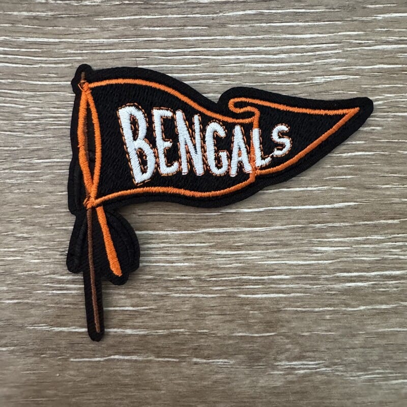 On A Whim Hats Black and Orange Retro Pennant Iron-On Patch